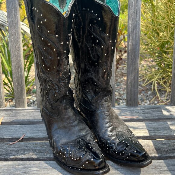 Corral New Women's Studded Overlay Wing Black Boots, Size 9 - Picture 8 of 16